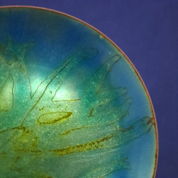 Signed Enamel On Copper Plate Dish Abstract Art Signed H Dankoff - Picture 6 of 9